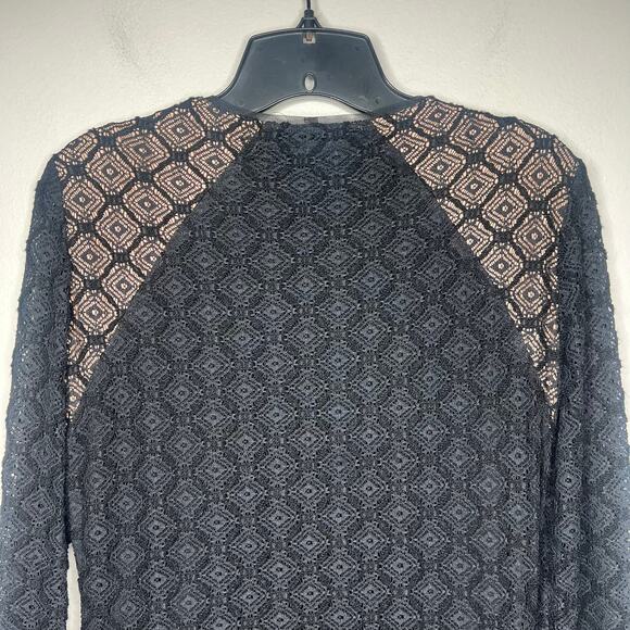 BCBGMaxAzria Black Velma Long-Sleeve Fringe Dress LBD Little Black Dress Size M - Picture 9 of 15